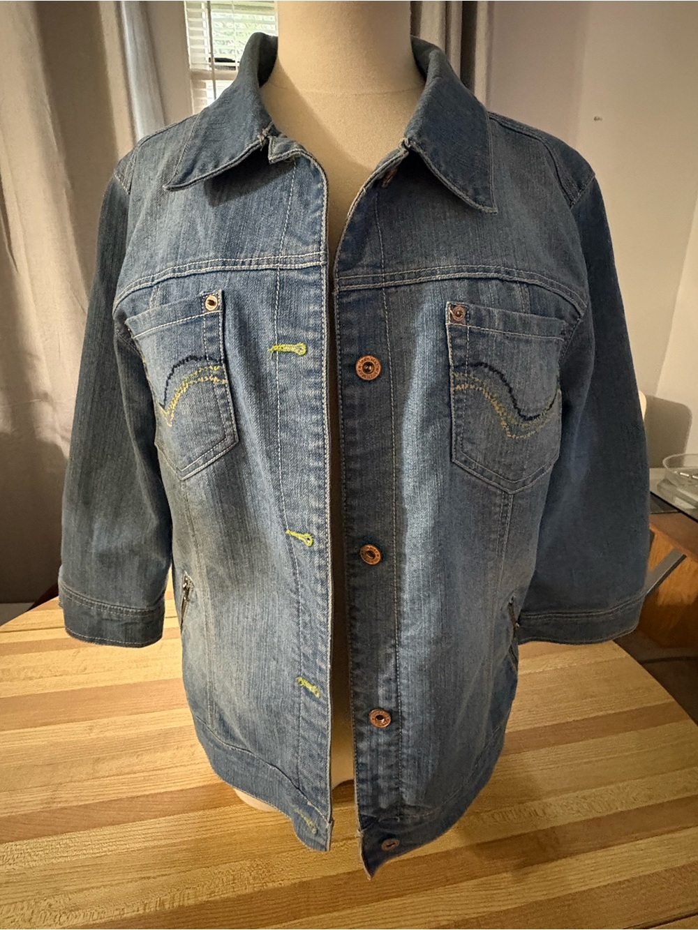 jeanstar Blue Denim Jacket with Embroidered Chest Pockets
